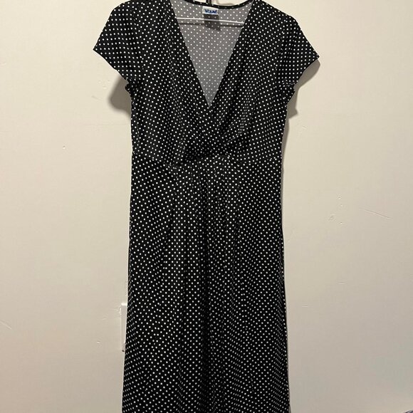 Vintage-Inspired Black Polka Dot Midi Dress Size Small - Picture 1 of 4